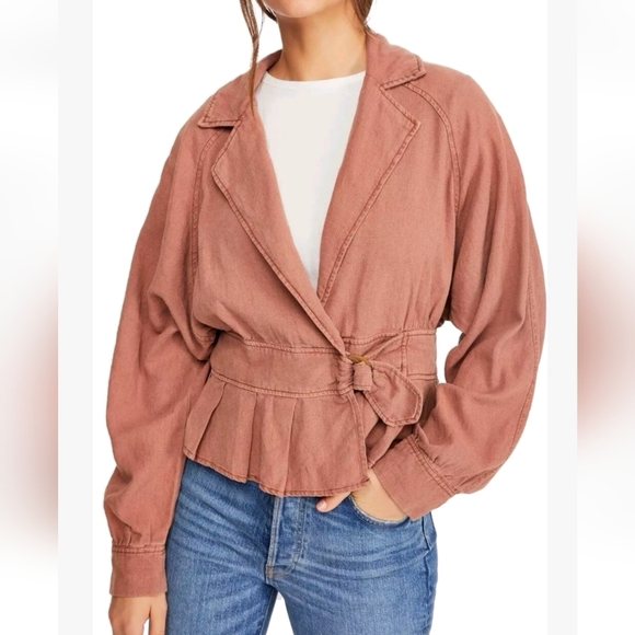 Free People Jonie Linen Blend Jacket sz S NWT - Picture 1 of 7